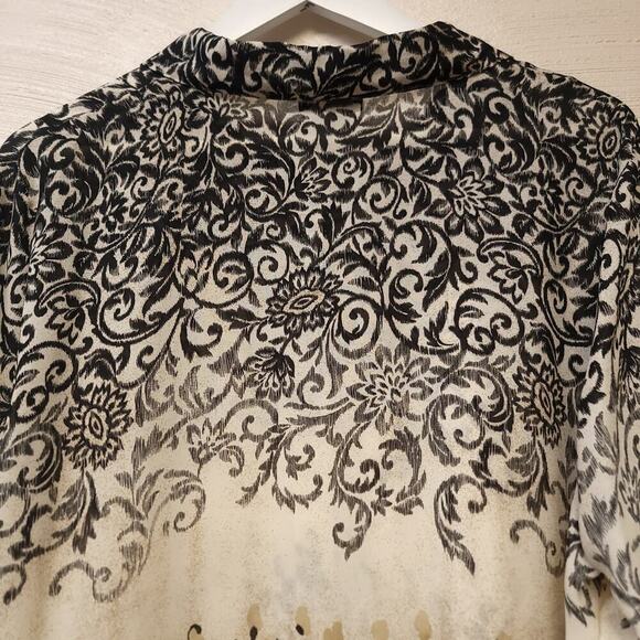 Bonworth Button Down Shirt Size L Floral Leopard Print Collar Womens Top - Picture 6 of 7